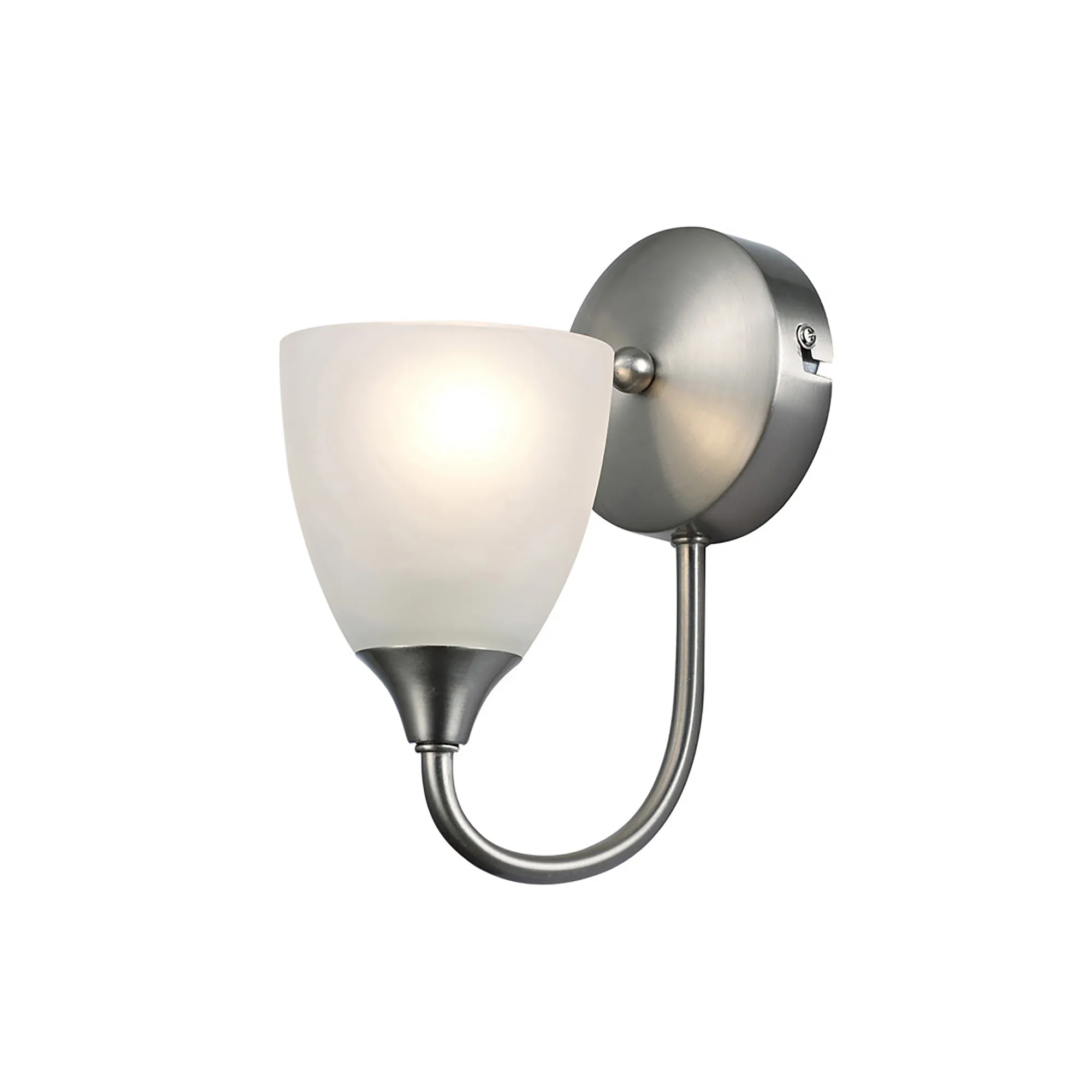 D0238  Cooper Wall Lamp 1 Light Satin Nickel, Opal Glass